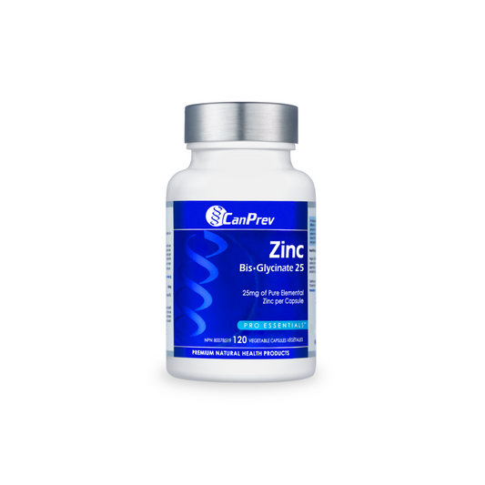 CanPrev Zinc Bis-Glycinate 25mg 120 Capsules immune support supplement Canada