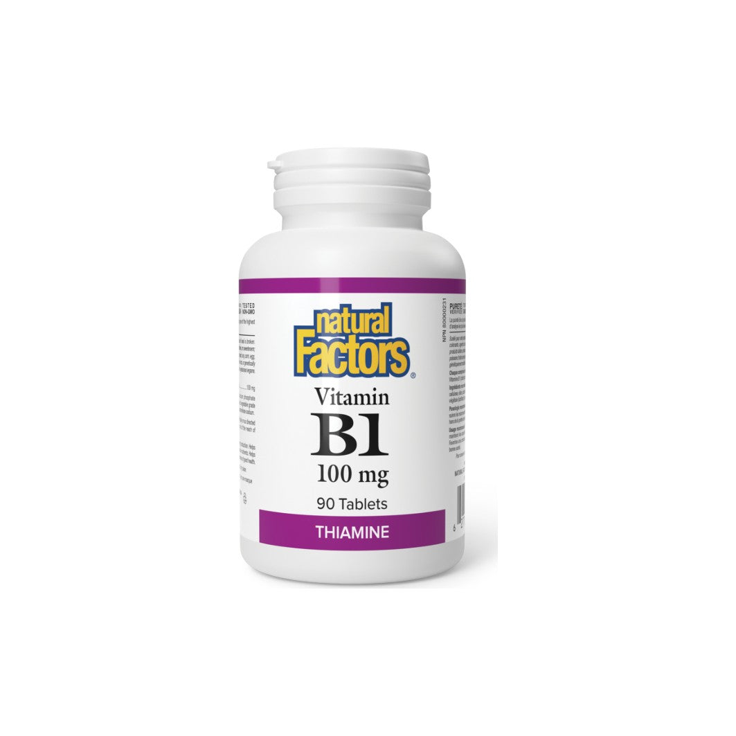 Natural Factors Vitamin B1 Thiamine 100 mg, 90 tablets bottle