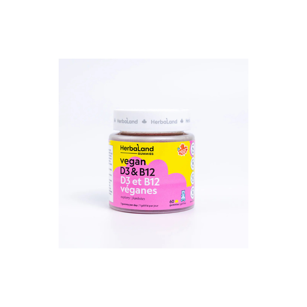 Herbaland Gummies Vegan D3 & B12 Raspberry Flavour 60 count