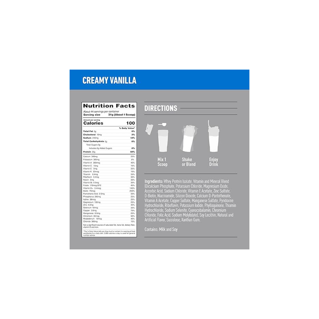 Nature's Best Isopure Zero carbs Vanilla Nutrition Facts