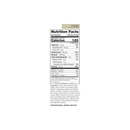 Rival Nutrition Rival Whey Protein Concentrate Cookies and Creme Supplement Facts