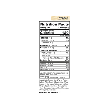 Rival Nutrition Rival Whey Protein Soft Serve Vanilla Nutrition Facts