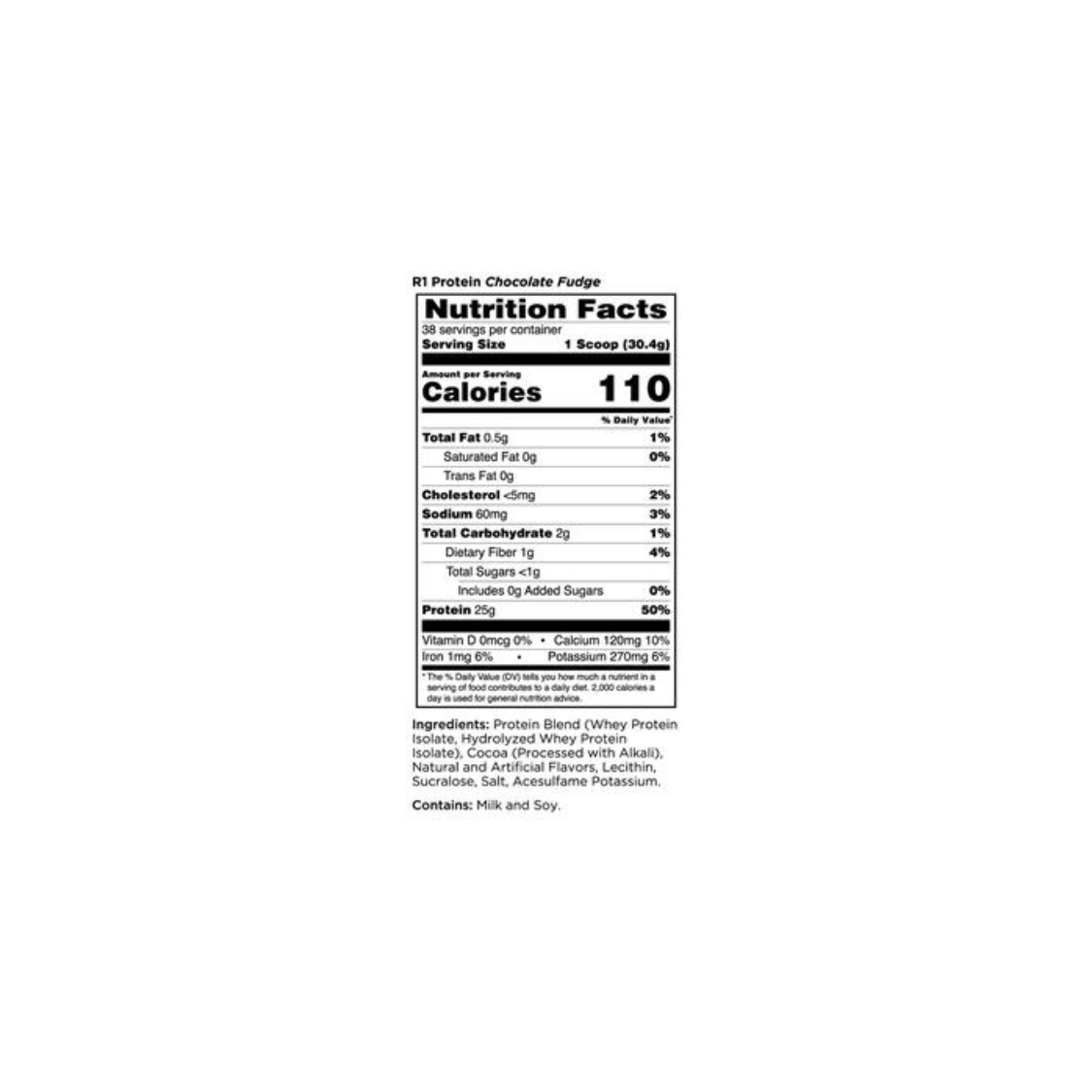 Rule1 R1 Protein Isolate 29 Servings Nutrition Facts