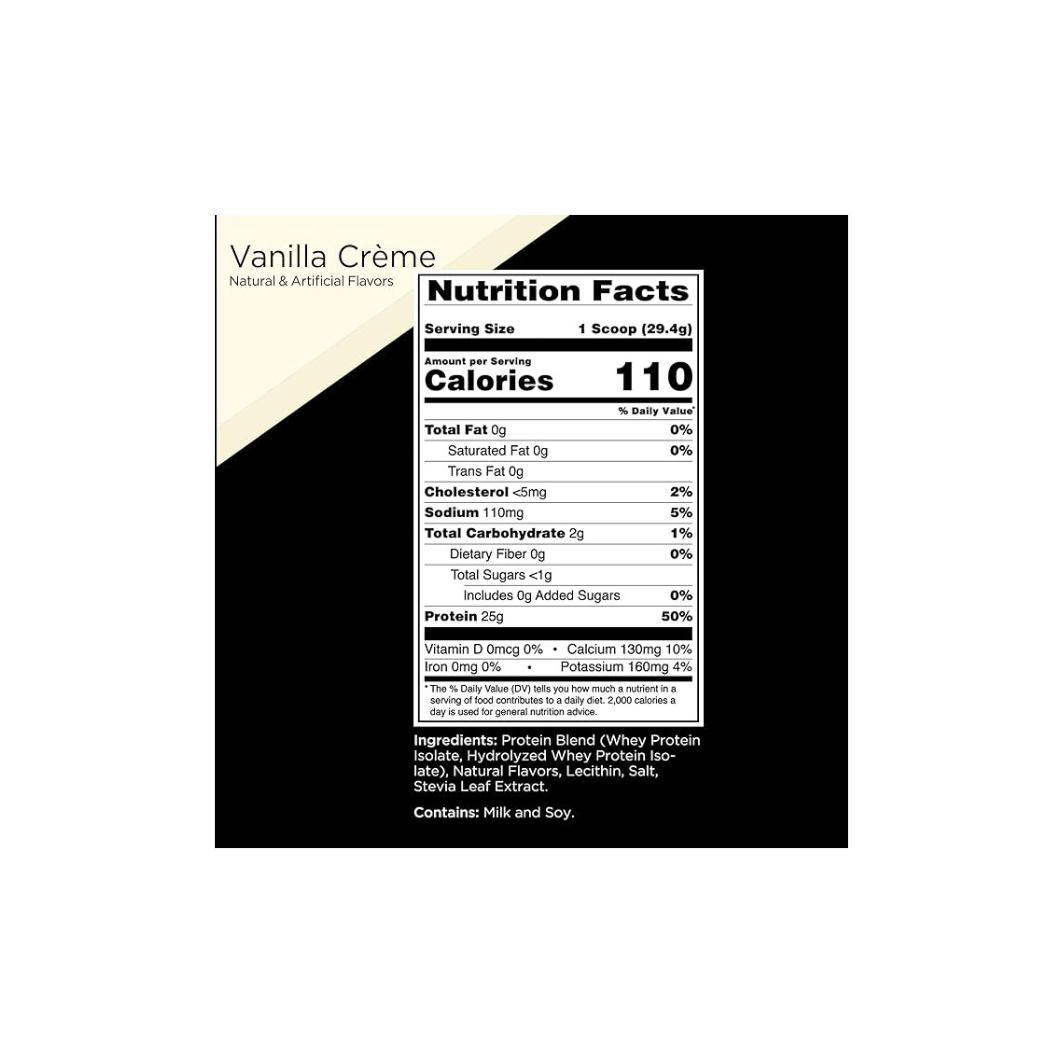 Rule 1 R1 Protein Isolate Vanilla Creme Supplement Fact
