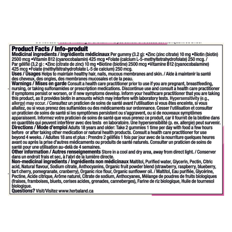 HerbaLand gummies BIOTIN BEAUTY - 60 COUNT