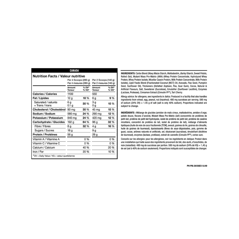 MUTANT MASS - Muscle Mass Gainer 15lbs