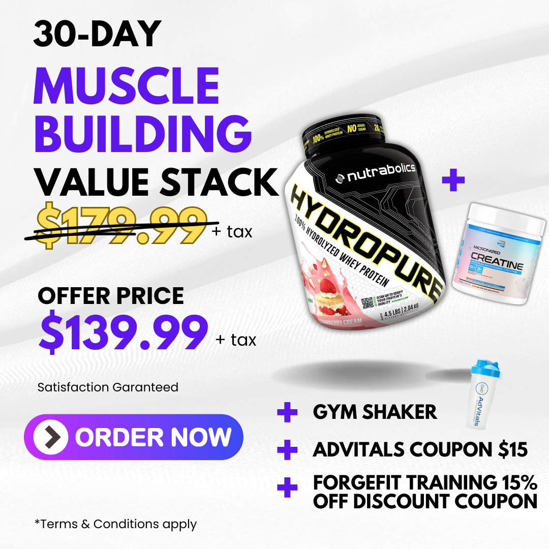 30-Day Muscle Building Stack (Whey Protein + Creatine + Shaker)