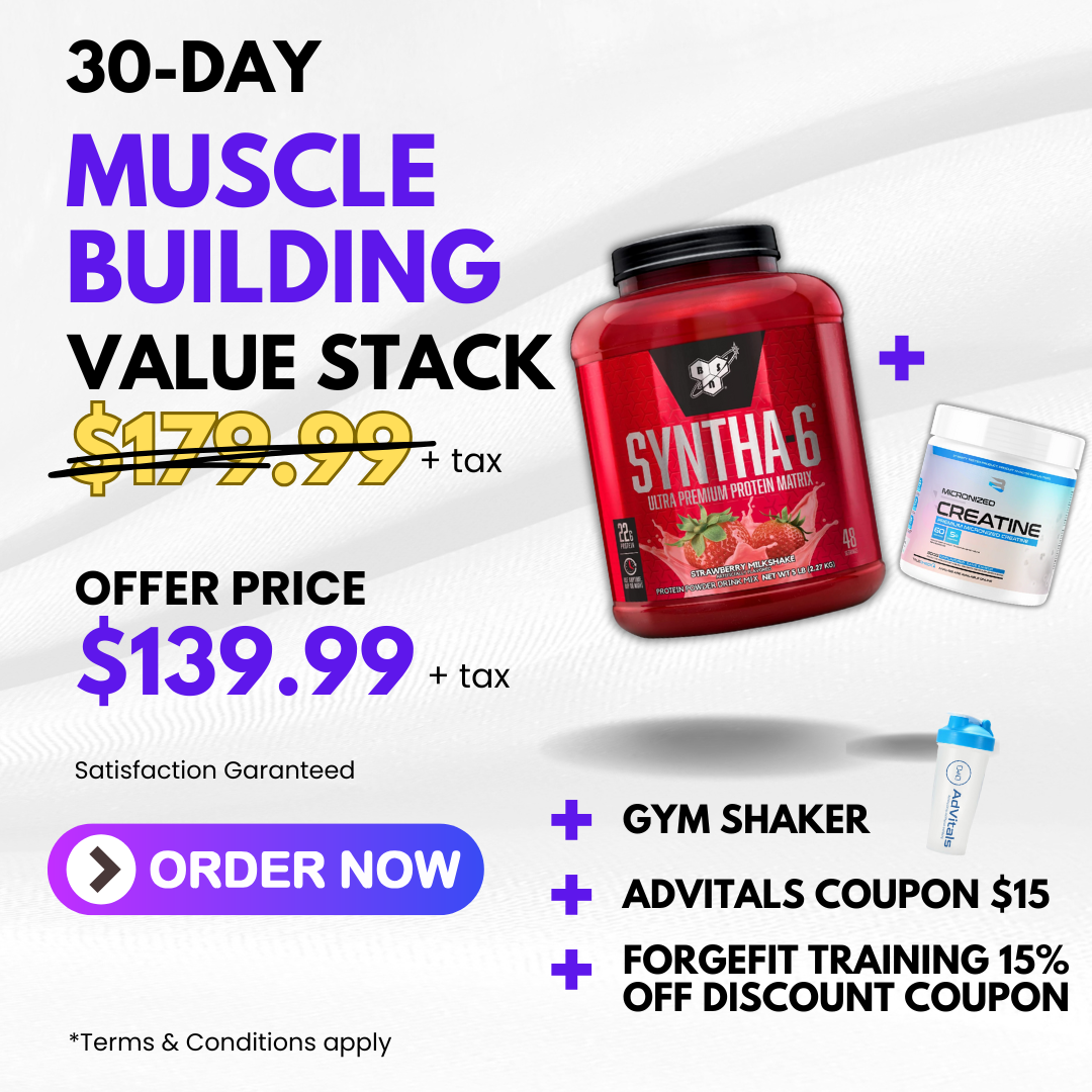 30-Day Muscle Building Stack (Whey Protein + Creatine + Shaker)