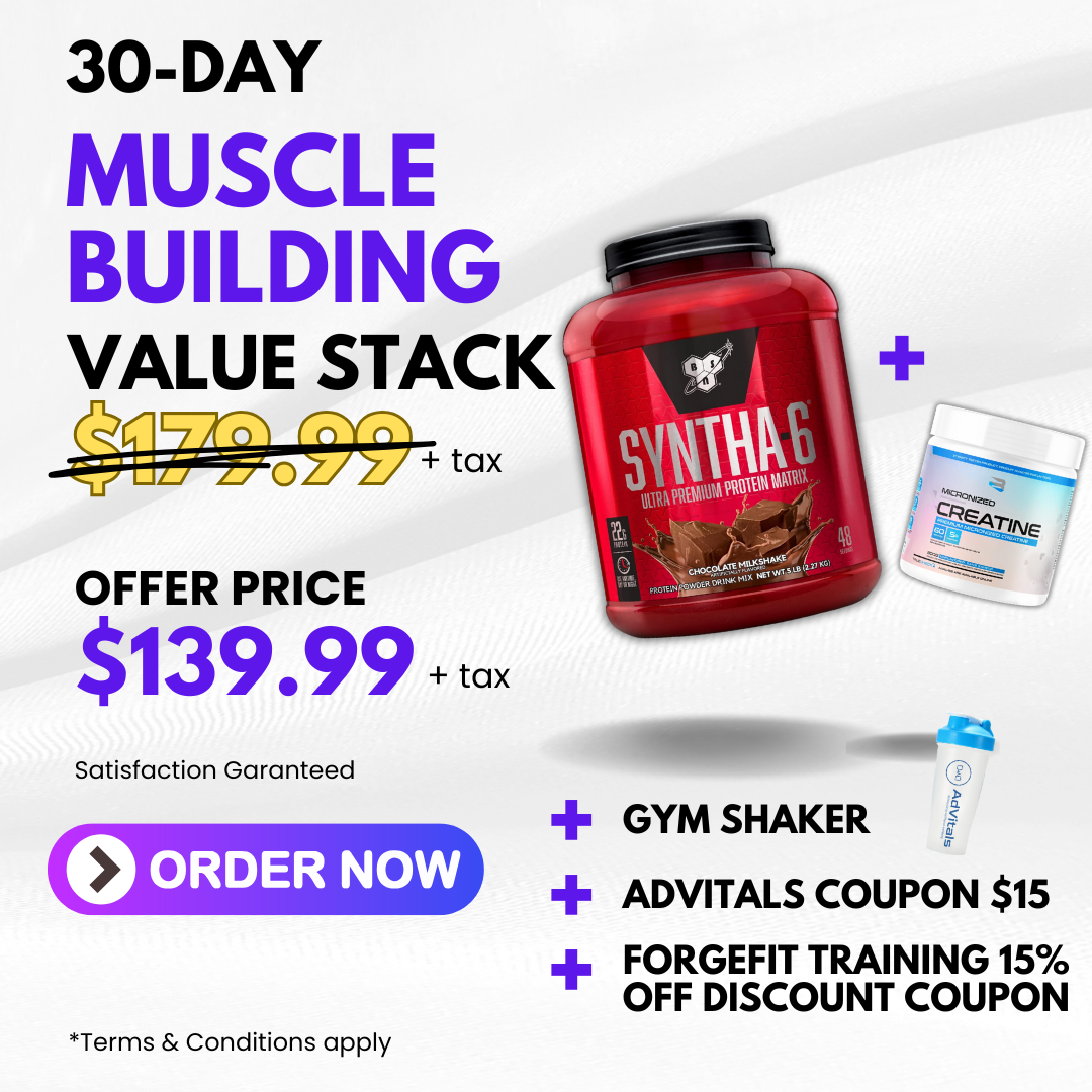 30-Day Muscle Building Stack (Whey Protein + Creatine + Shaker)
