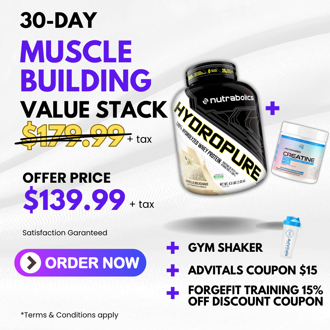 30-Day Muscle Building Stack (Whey Protein + Creatine + Shaker)