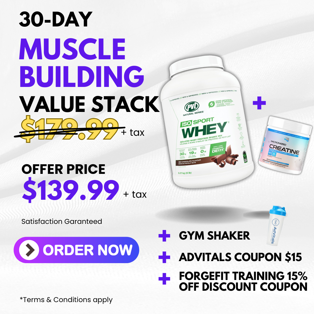 30-Day Muscle Building Stack (Whey Protein + Creatine + Shaker)